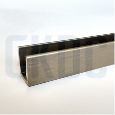 П-образный профиль 19х15х19х2 полированный хром или шлиф. нержавеющая сталь L=3650 мм для стекла 10 мм